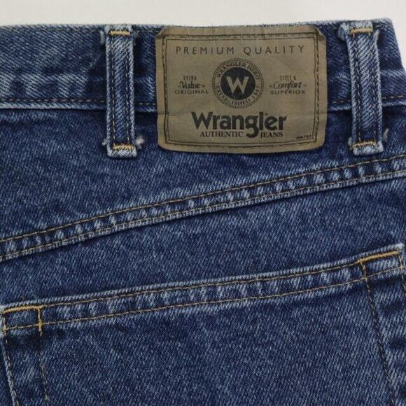 Wrangler Jeans Mens 35x32 (Measures 34x32) Blue Denim Straight Workwear Cowboy - Picture 7 of 8